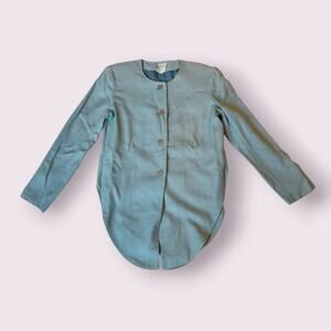 Vtg Stephanie Queller Neiman Marcus Baby Blue‎ Side Slit Blazer Women's Sz 6